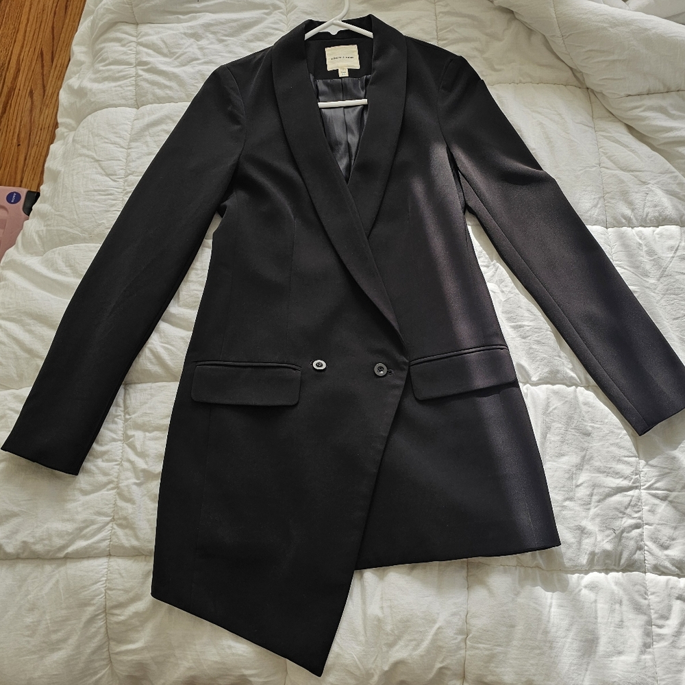 Silence + Noise Black Asymmetrical Long Blazer